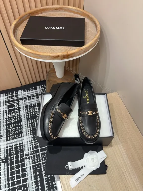 View 4 of Chunky Chain Leather Loafers - Luxe Comfort, Chanel-Inspired