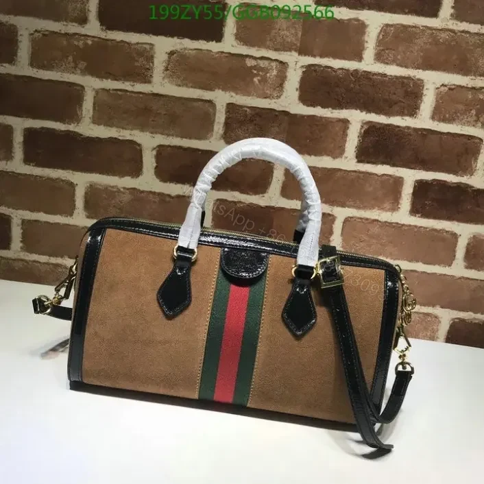 View 9 of Replica Gucci Suede Ophidia Boston Black Duffle Bag GGB092566 With Top Handle 1:1