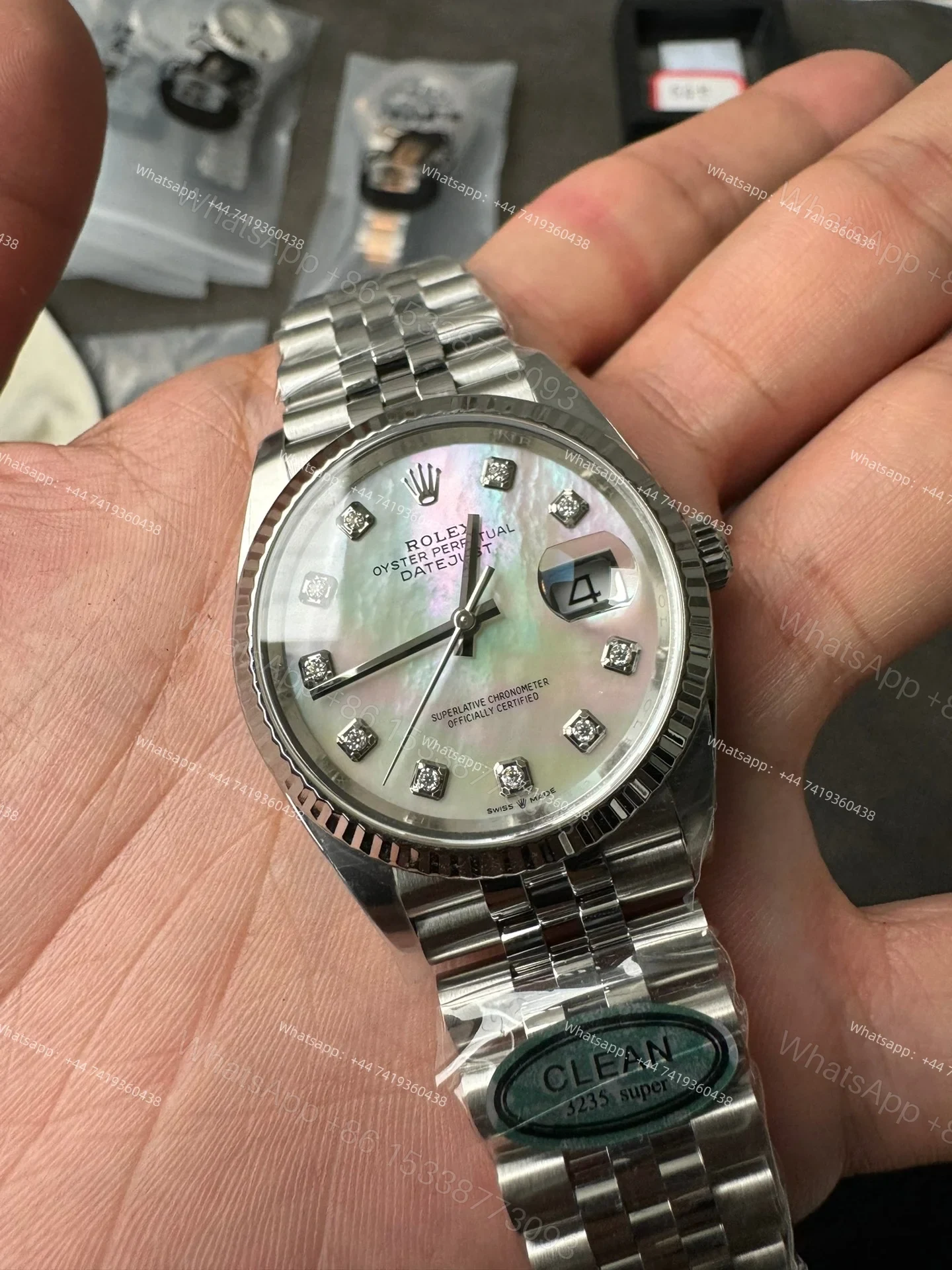 View 5 of Rolex Datejust M126234-0019 1:1 Replica Mother of Pearl Diamond Dial Jubilee 36MM 3235 Movement Super Clone Watch