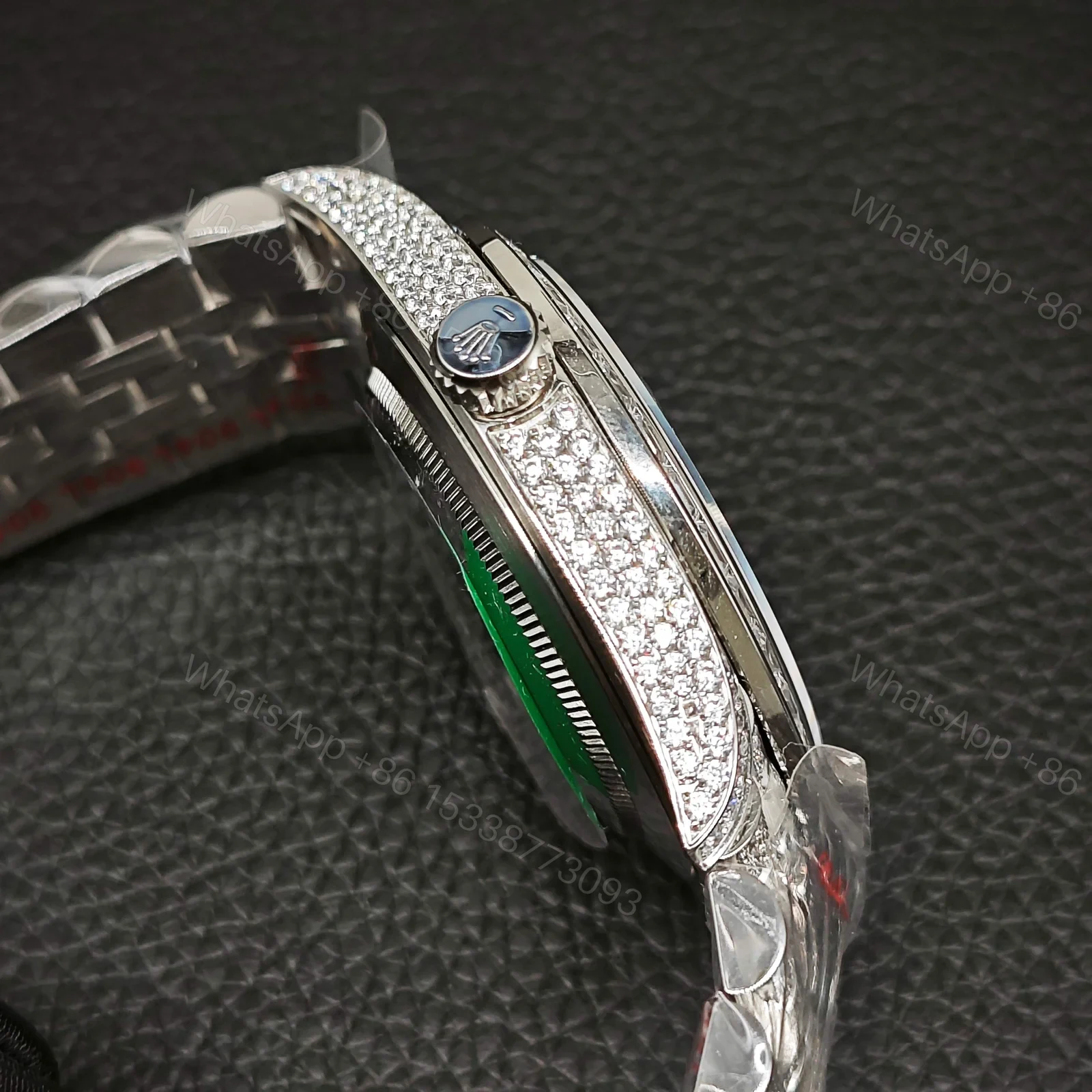 View 6 of Rolex Datejust Full Diamond 41mm Silver Pavé Dial Baguette Bezel President Bracelet RLG-DJ-FULLDIAMOND-41MM-SILVER
