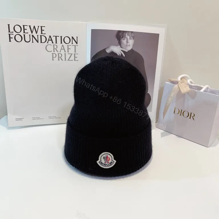 View 5 of Moncler Black Rib Knit Beanie: Premium Warmth & Subtle Signature Style