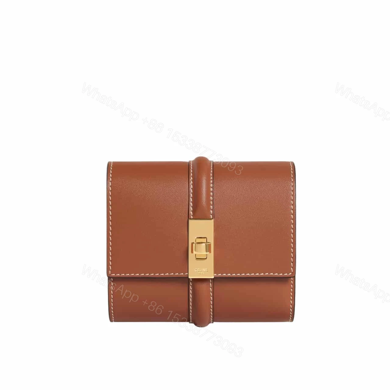 CELINE SMALL TRIFOLD WALLET 16 IN SATINATED TAN 11CM 10F523CQ7 04LU — view 1