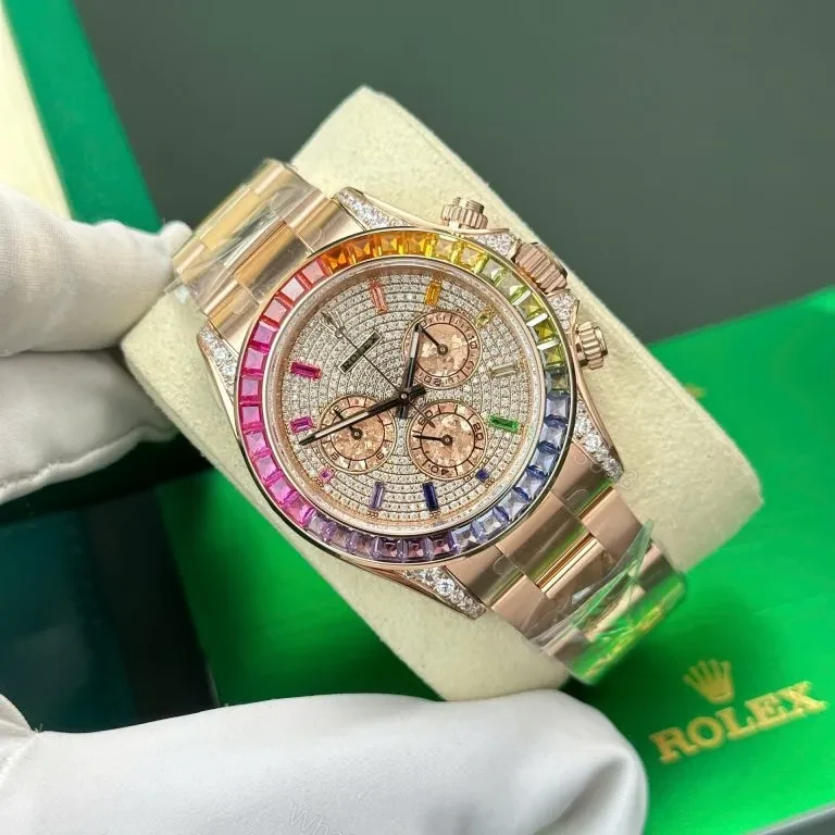 View 6 of Replica Rolex Cosmograph Daytona Rainbow Rose Gold 40mm