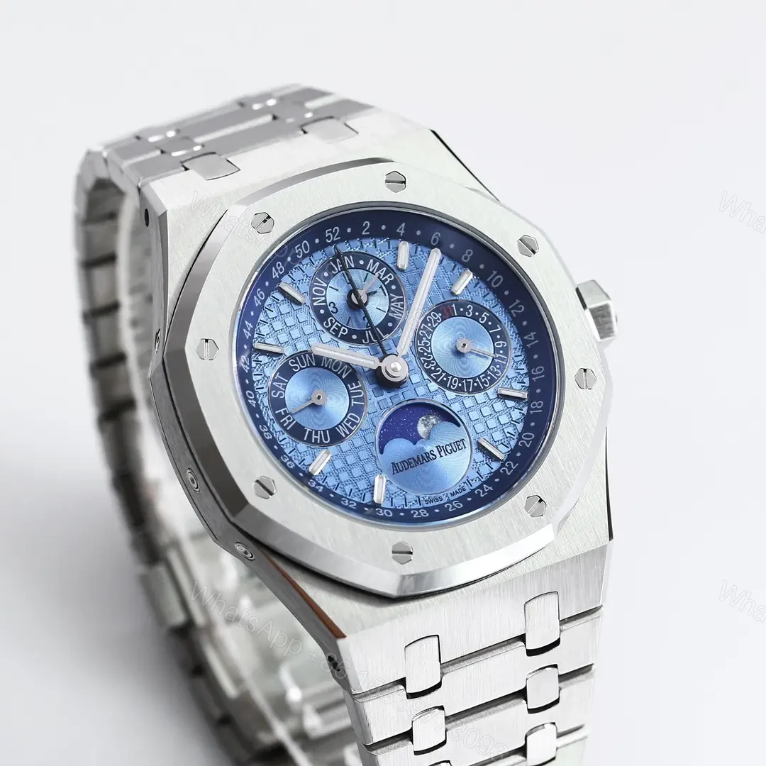 View 2 of TWA Factory Audemars Piguet Royal Oak Perpetual Calendar Watch, Blue Dial, Stainless Steel Case and Bracelet, Ref. 26574ST.OO.1220ST.03