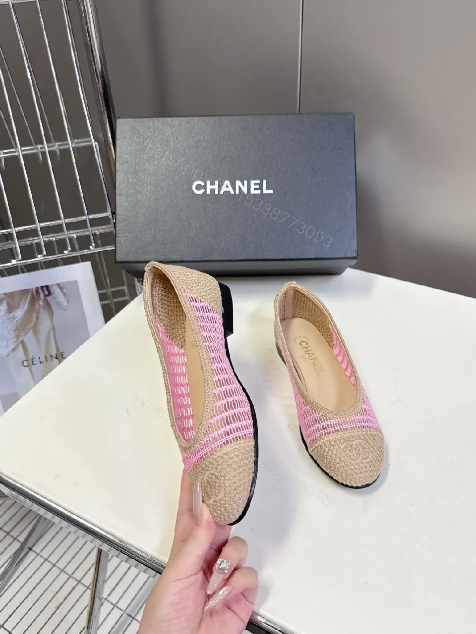 View 2 of Pastel Knit Espadrille Flats with Subtle Logo