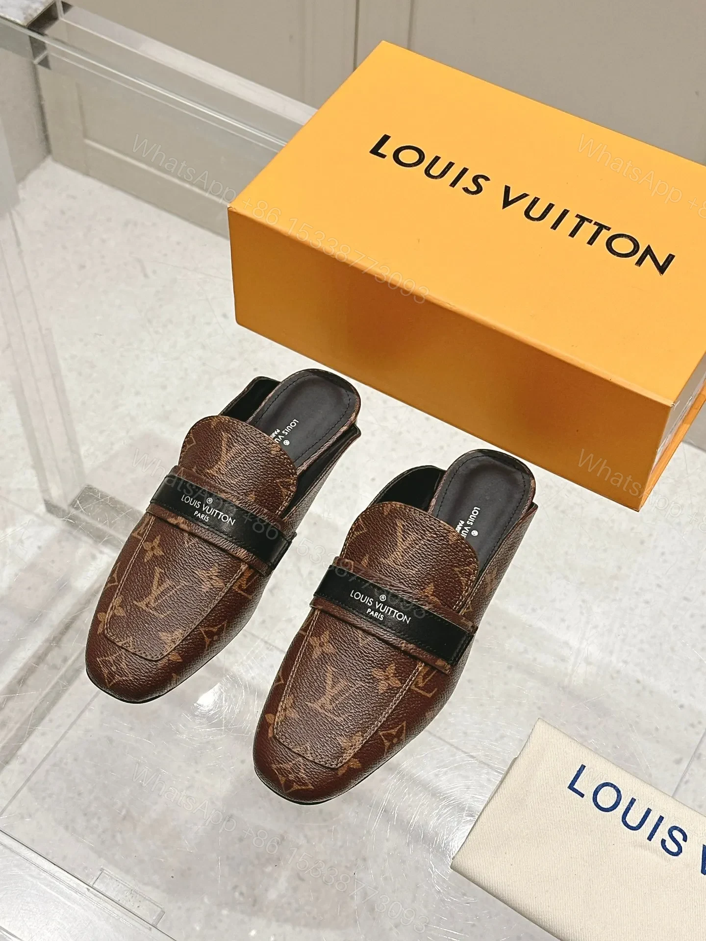 LV Women Brown Leather Monogram Mules — view 1