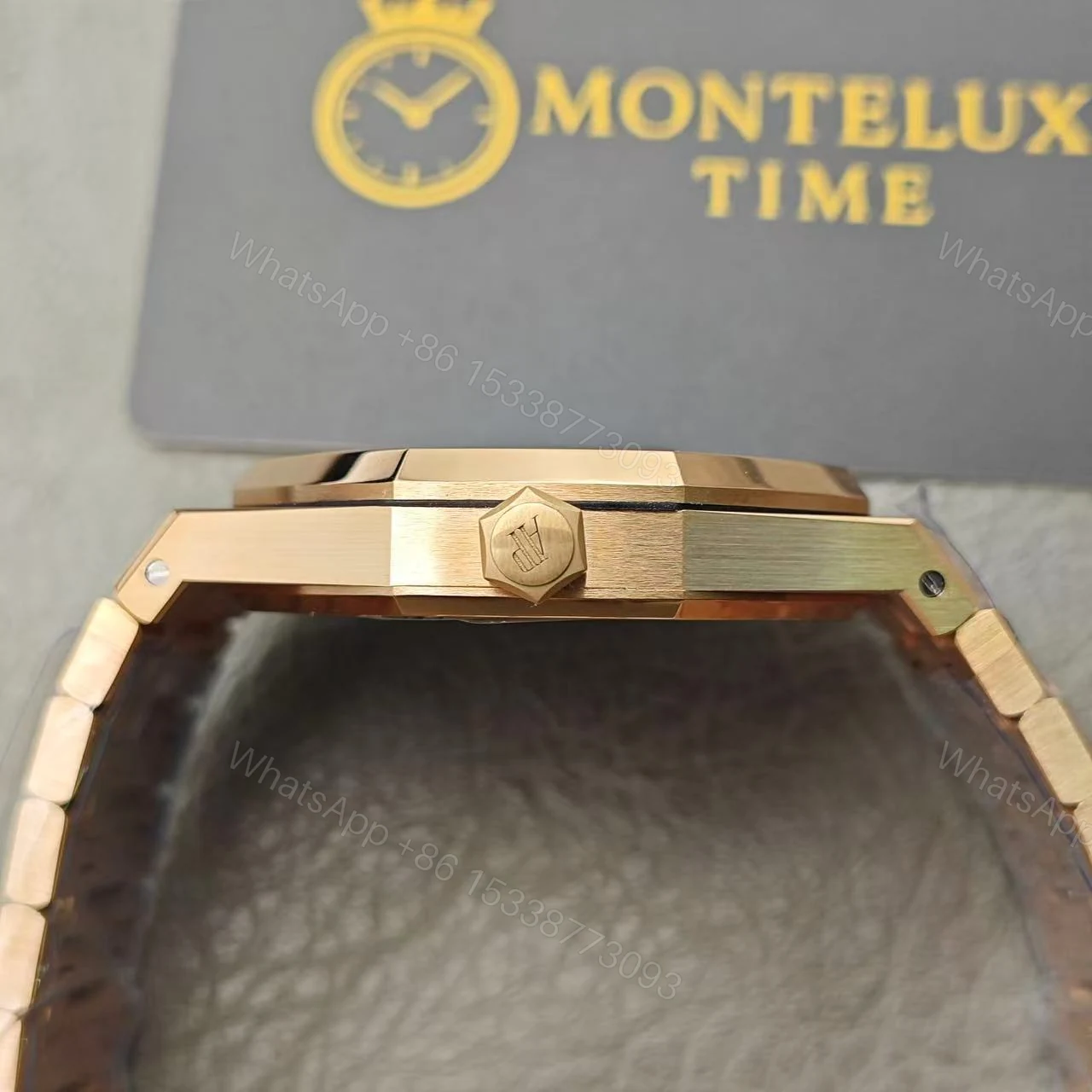 View 5 of Audemars Piguet Royal Oak Skeleton Rose Gold Ref15407 Super Clone Replica