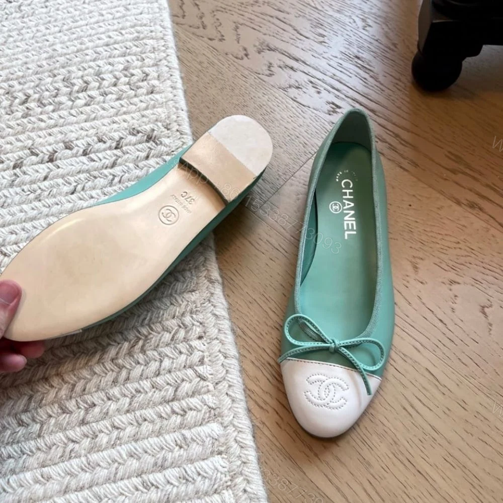 View 10 of Chanel Ballet Flats Light Green And White