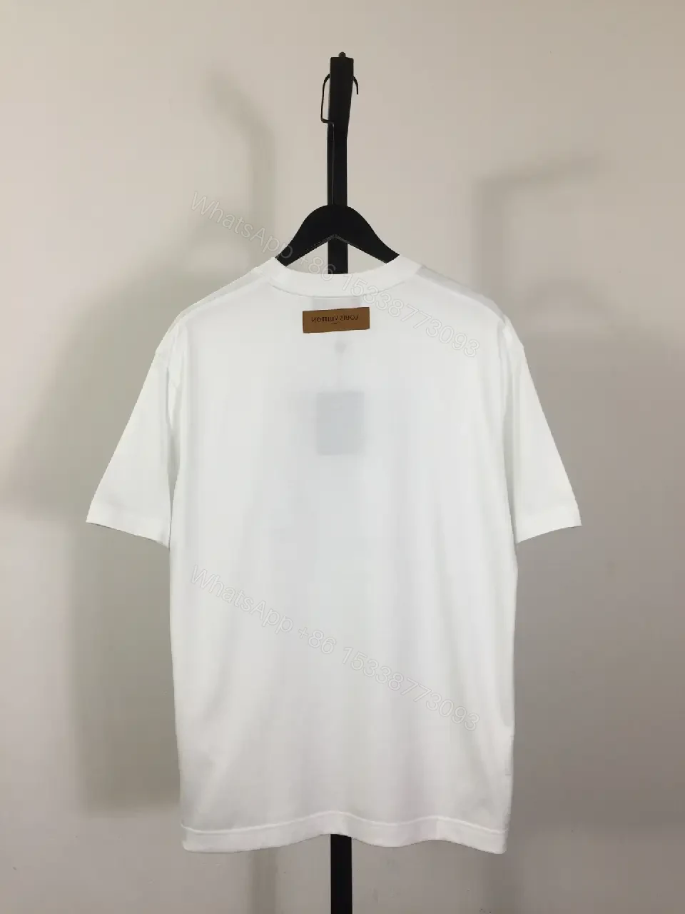 View 3 of Graphic Tee: White, Cotton Blend, Oversized, LV Monogram Edge, Statement Tee