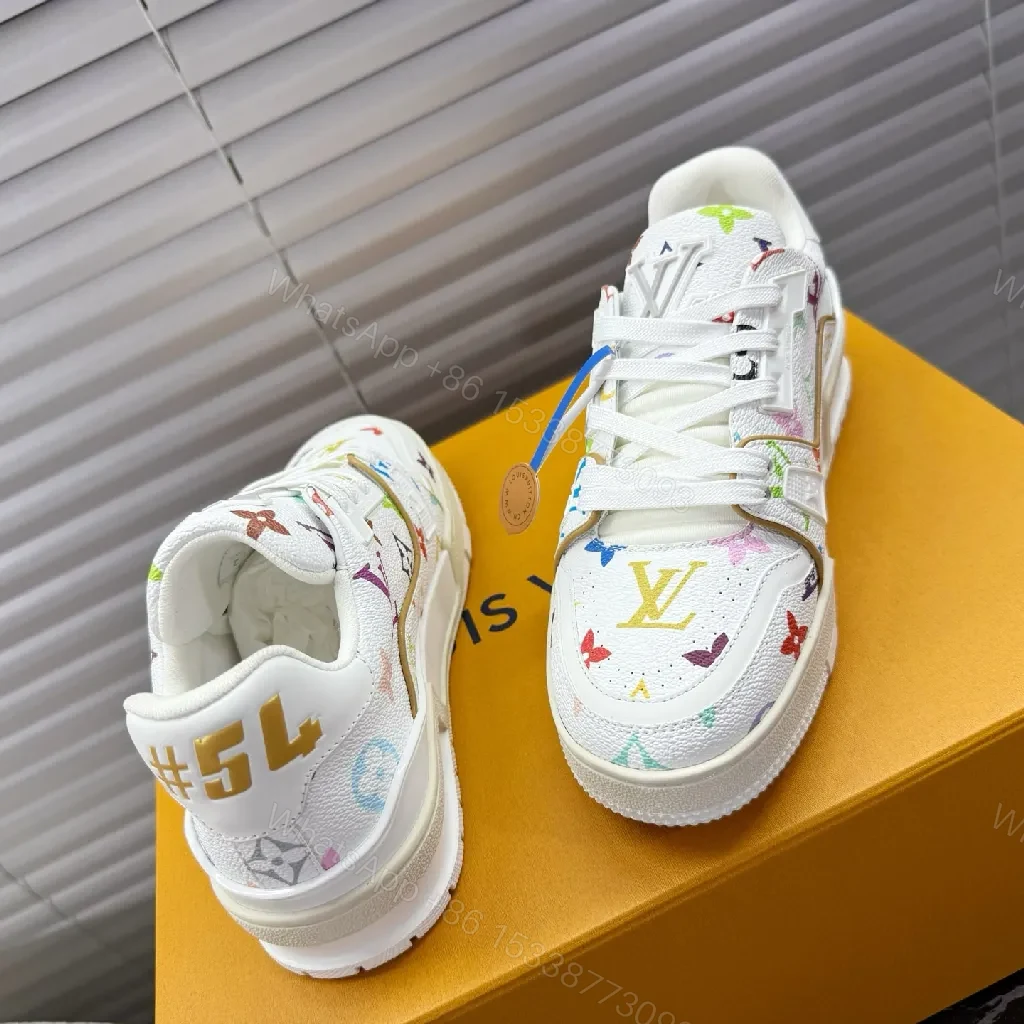 View 5 of Multicolor Monogram Luxe Sneakers with Gold Accent