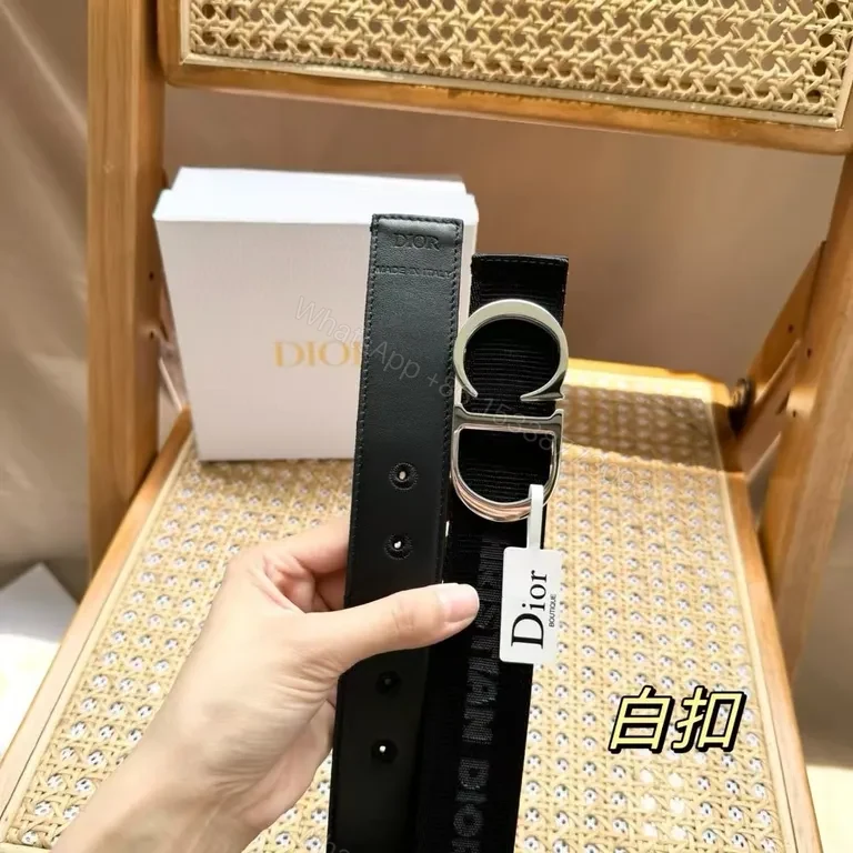 View 4 of Bold Black Belt with Signature Hardware - Dior-Inspired Class