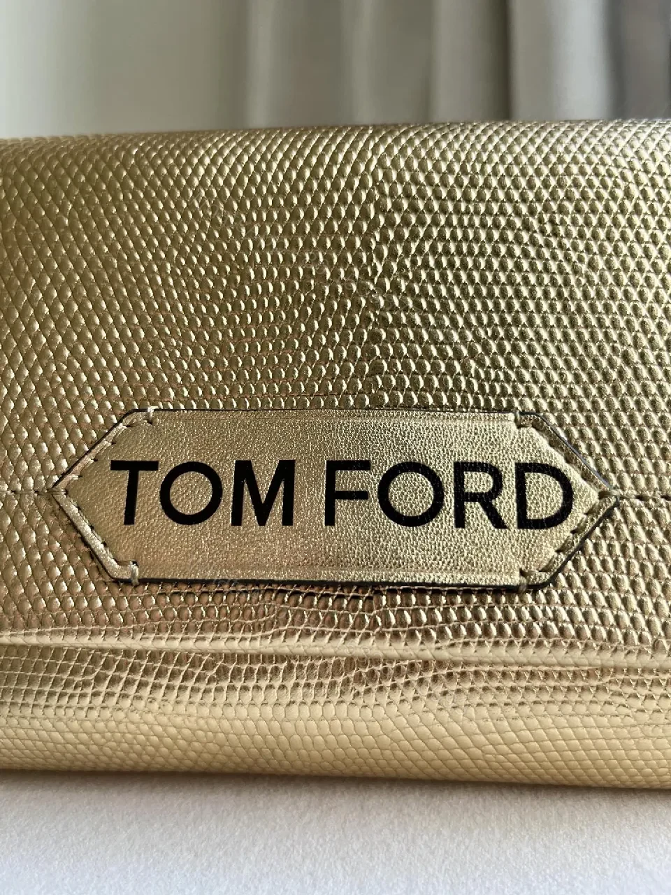 View 9 of Textured Leather Mini Bag with Bold Gold Chain Accent