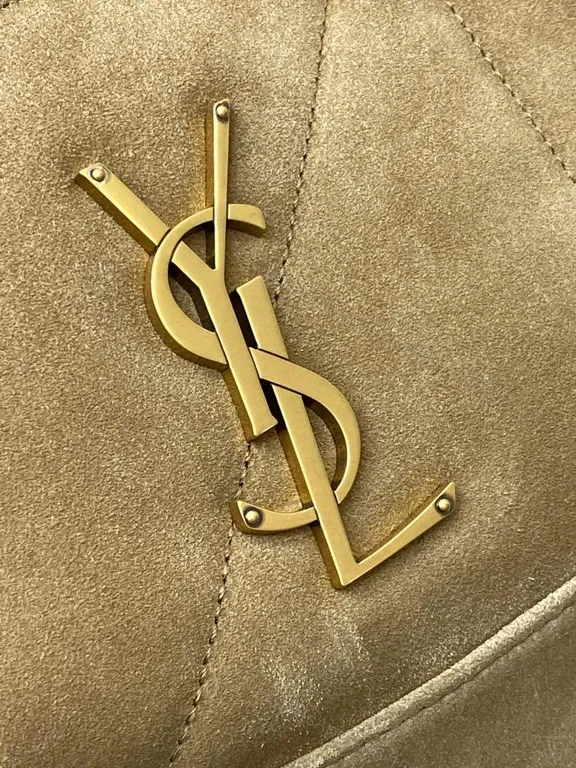 View 9 of Taupe Suede-Like Quilted Tote with Chain Detail - Luxe Precision