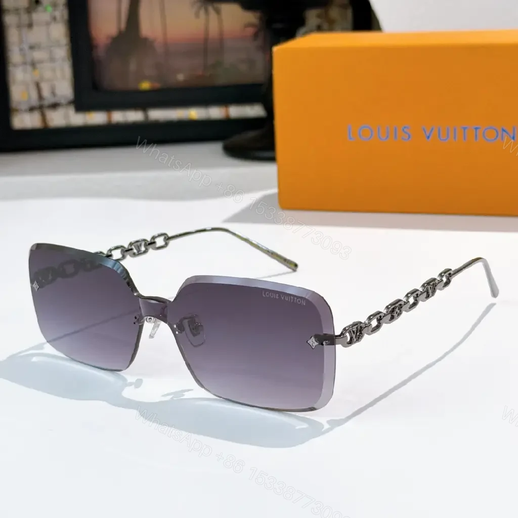 View 4 of Geometric Luxe Sunglasses with Chain Detail - Shield Lenses