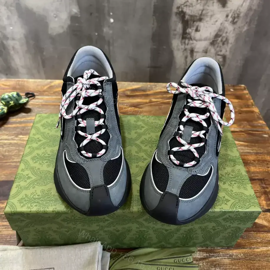 View 8 of GUCCI RUN TRAINER SNEAKERS IN BLACK AND GREY – GC159