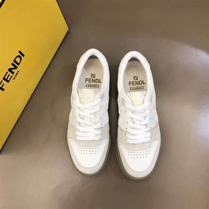 View 4 of Fendi Match Low-Top Sneakers In White Suede – FD31