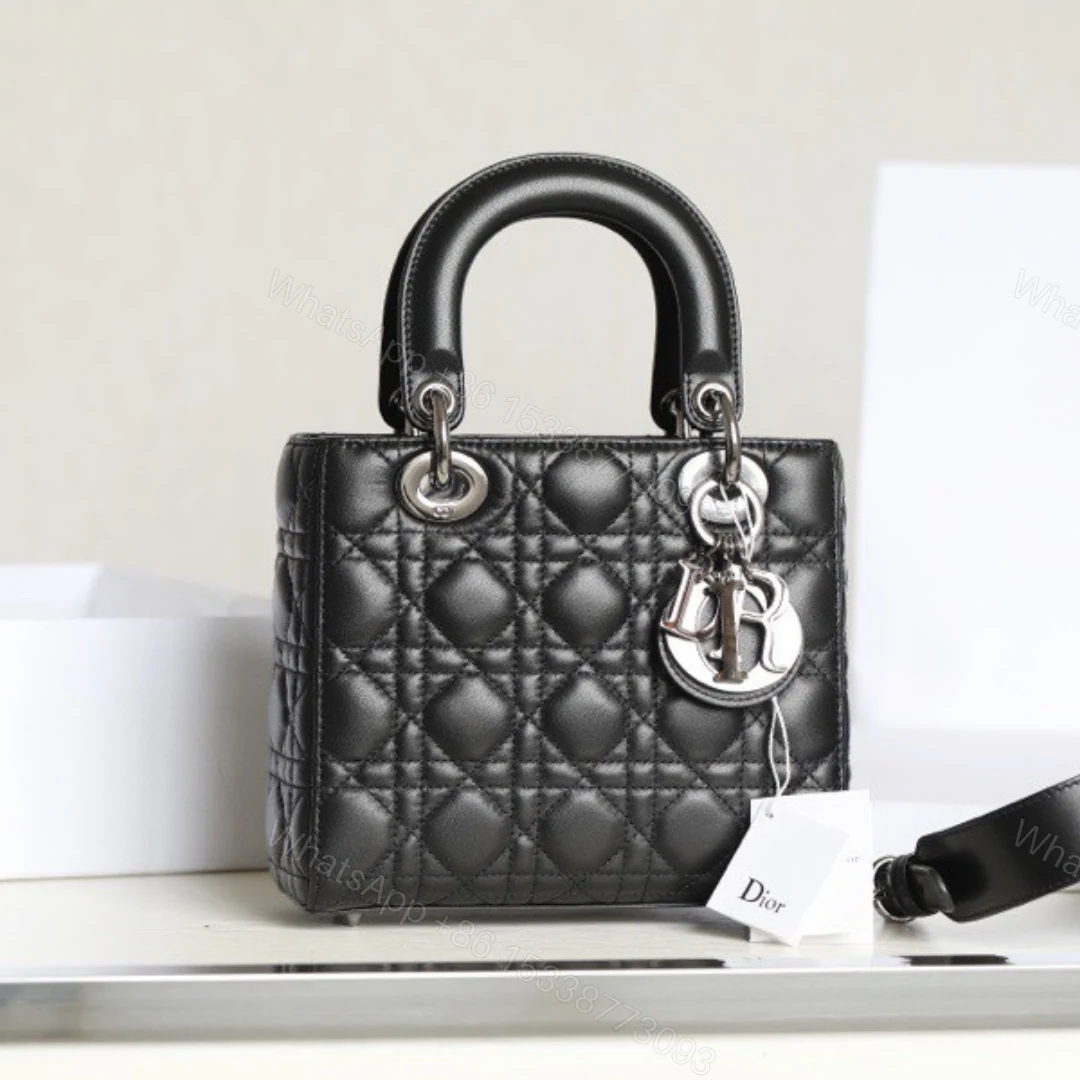 Dior My Lady Like Auth Women’s Handbag Black Silver Lock 20x16cm — view 1