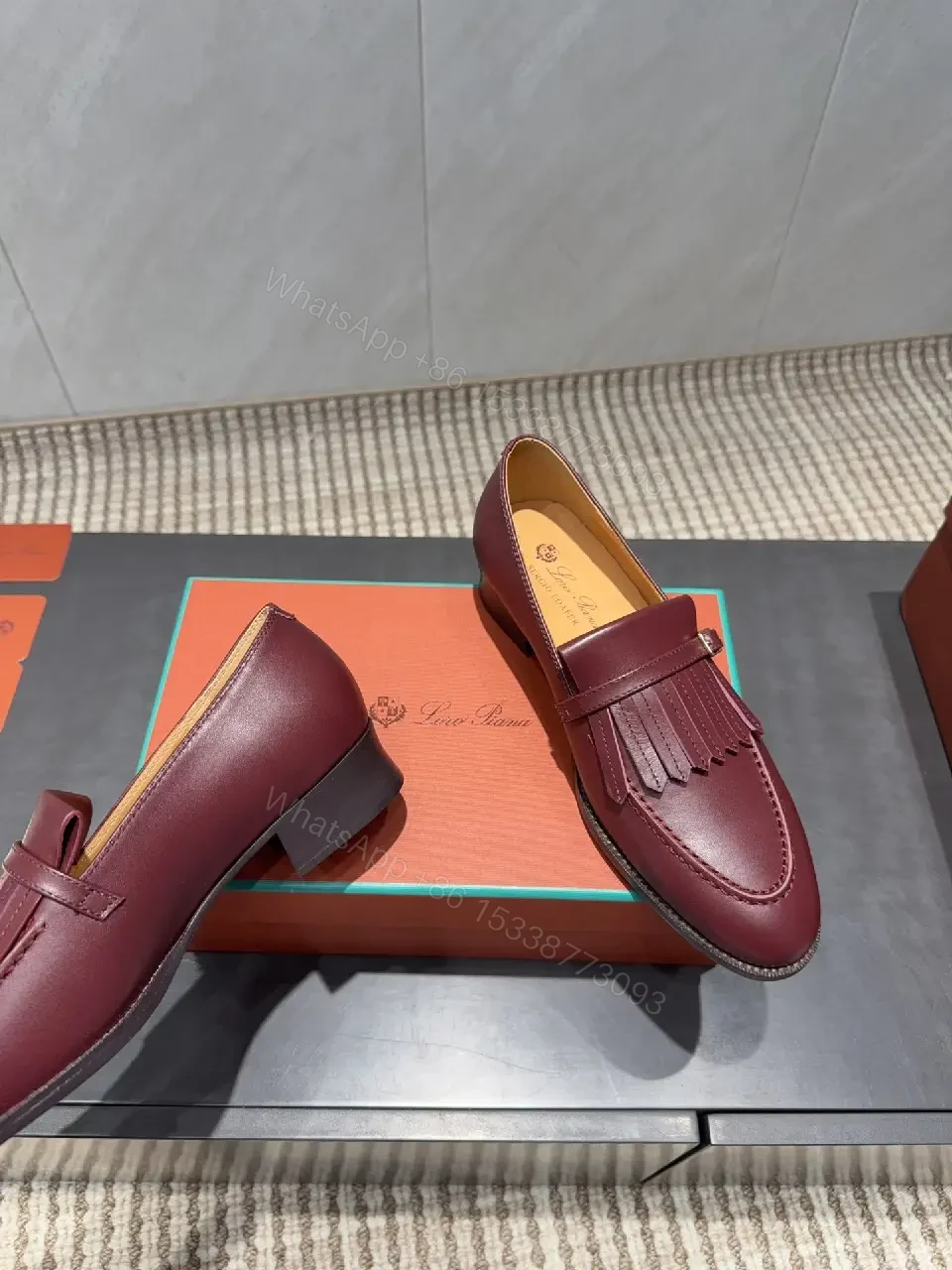 View 2 of Burgundy Leather Fringe Loafers: Modern Dress-Casual Luxury