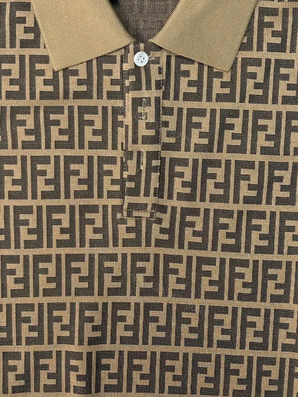 View 8 of Tan Monogram Polo Shirt: Premium Cotton, Elevated Comfort