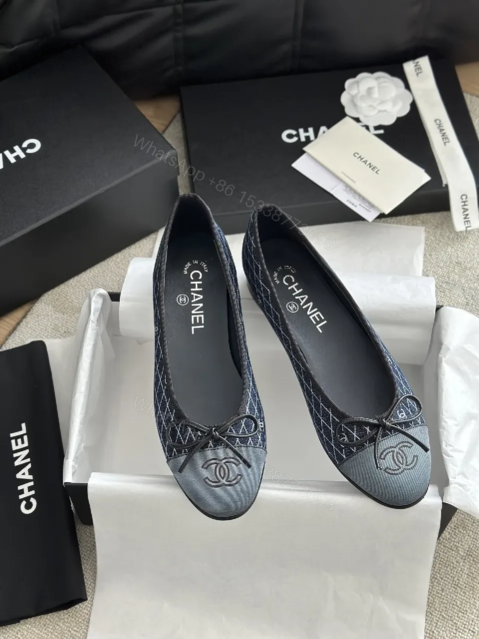 View 3 of Textured Navy Flats: Subtle Glamour, All-Day Comfort
