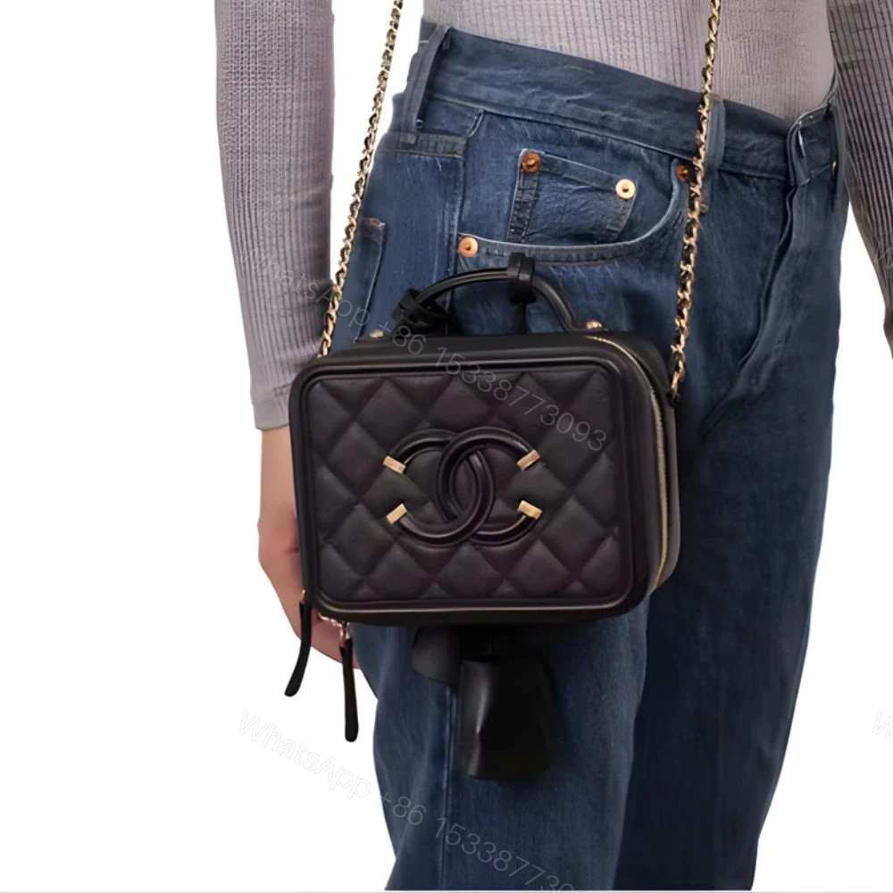 View 8 of Chanel CC Filigree Medium Vanity Case Black 21Cm