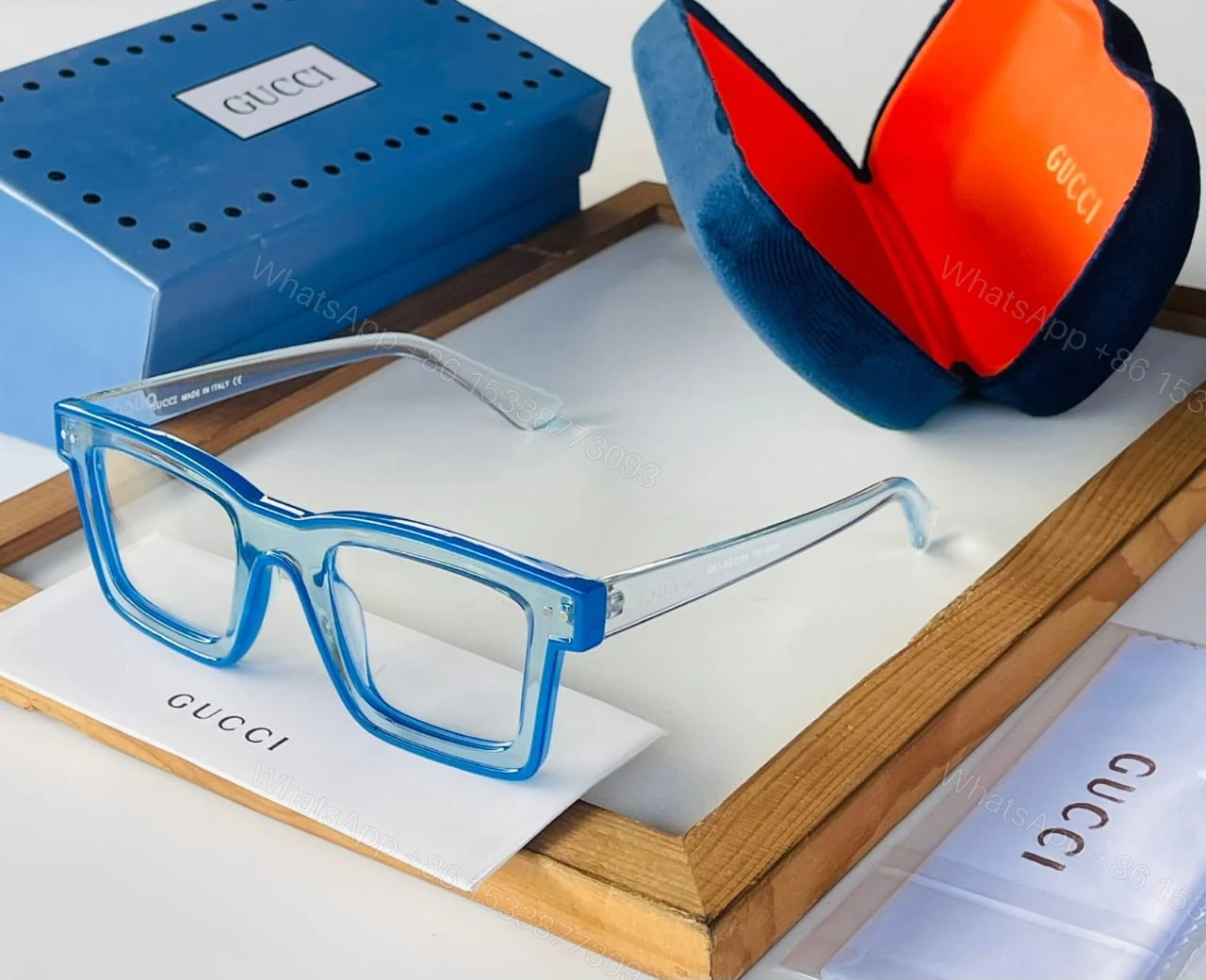 View 6 of Gucci Transparent Eyeglasses Square Frame Clear Lens