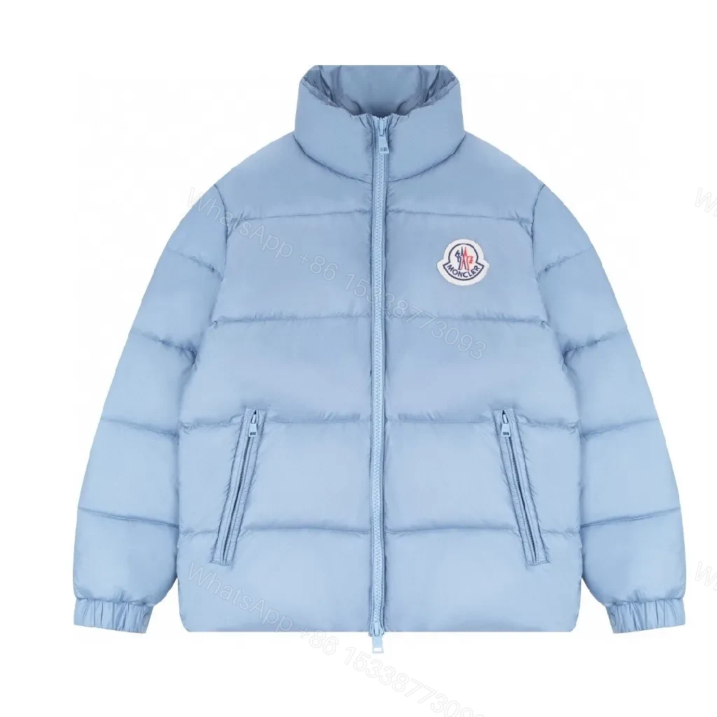 Sky Blue Lightweight Puffer Jacket with Premium Patch, Unisex Style — view 1