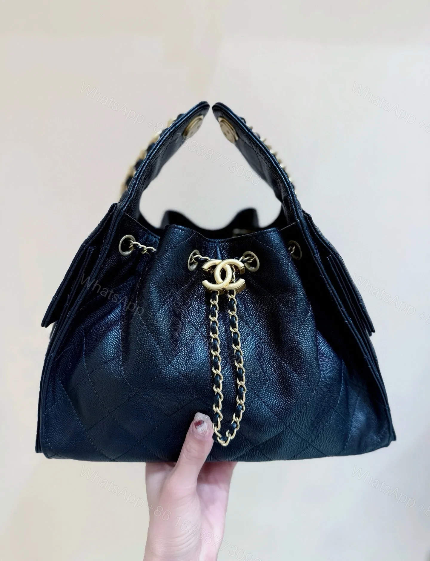 View 4 of CHANEL 25 HANDBAG IN BLACK 30 GRAINED CALFSKIN GOLD HARDWARE