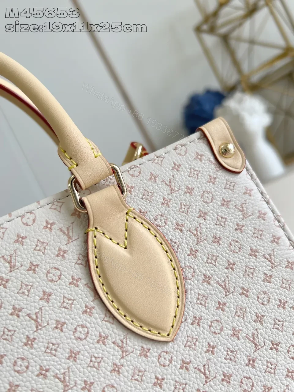 View 4 of Soft Monogram Tote: Luxe Monogram Canvas Tote with Leather Details