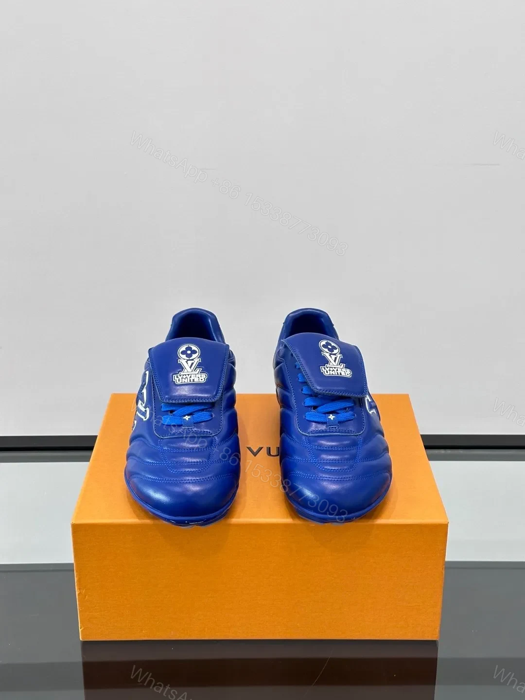 View 2 of LV Men Blue Leather Sneakers
