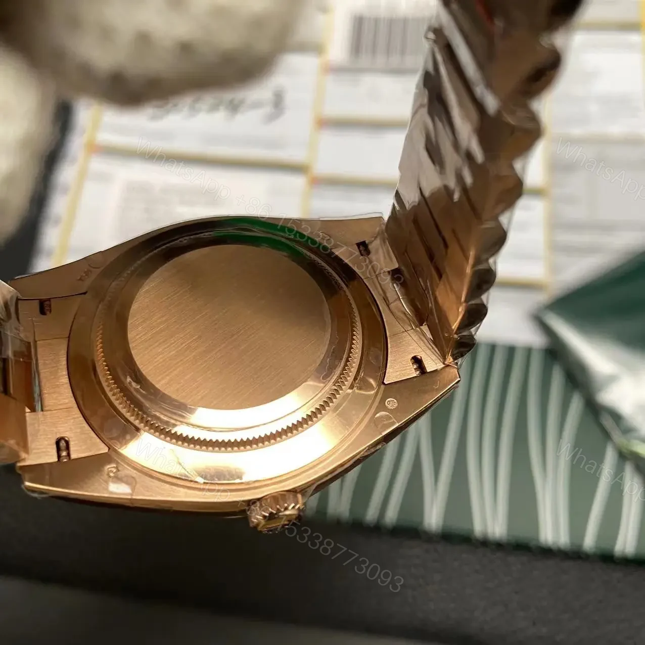 View 5 of Super clone Replica Day Date Rose Gold Green Dial
