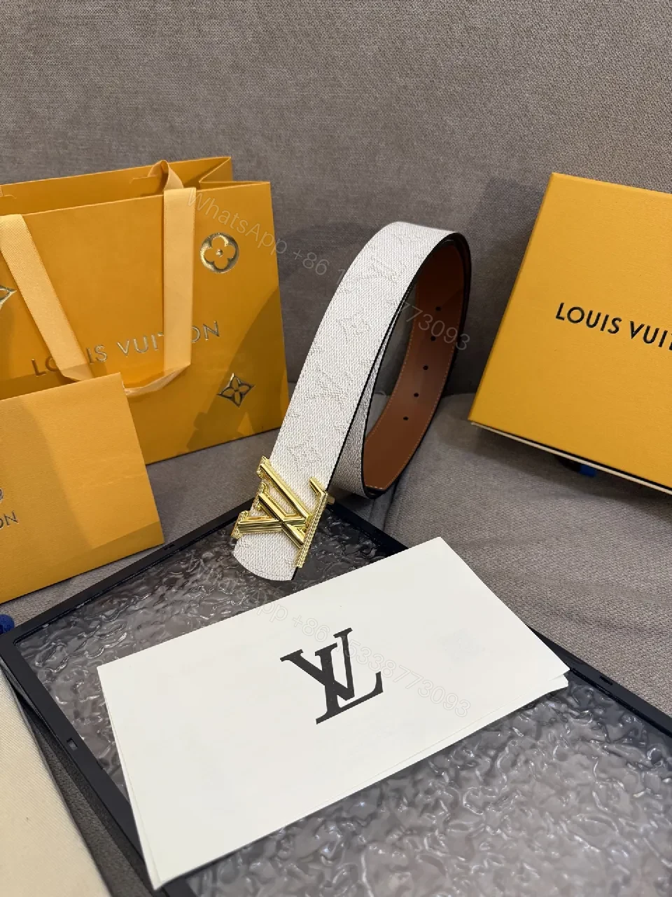 View 6 of Textured Leather Belt with Gold Buckle – Subtle Luxury Accessory