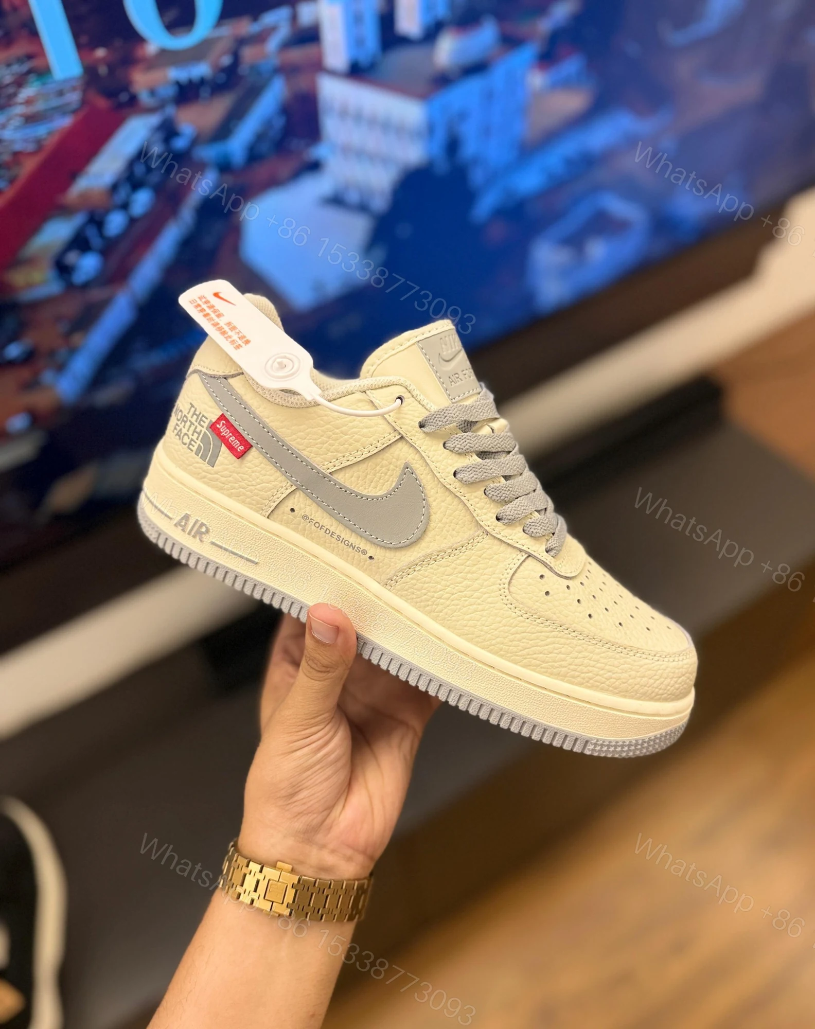 View 6 of FIRST COPY NIKE AIRFORCE NORTH FACE X SUPREME OFF WHITE