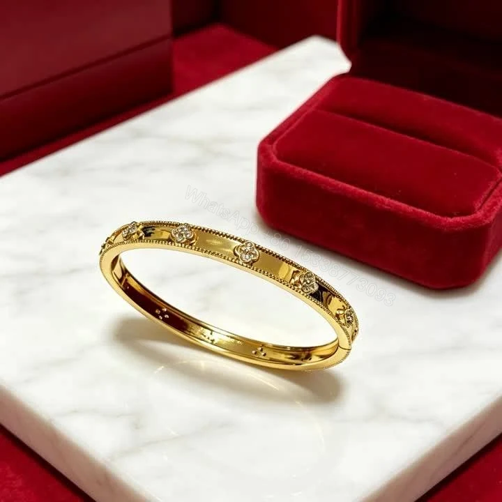 View 2 of Van Cleef Arpels Replica Perlée Clovers Bangle Bracelet TJ621