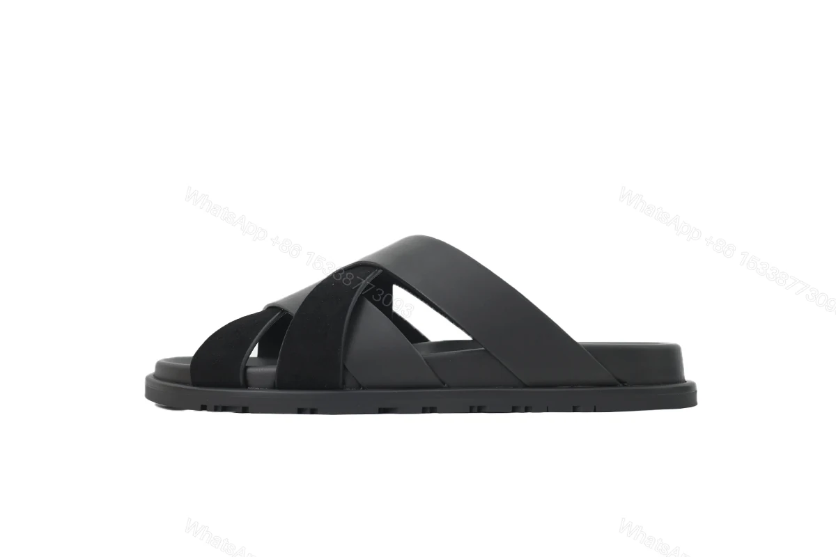 View 10 of HERMES Black Cross Strap Slides