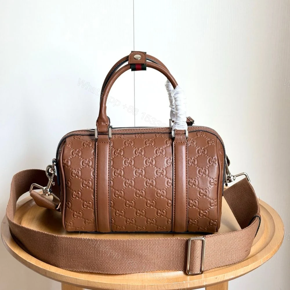 View 2 of Gucci GG Emblem Small Duffle Bag Brown 25Cm