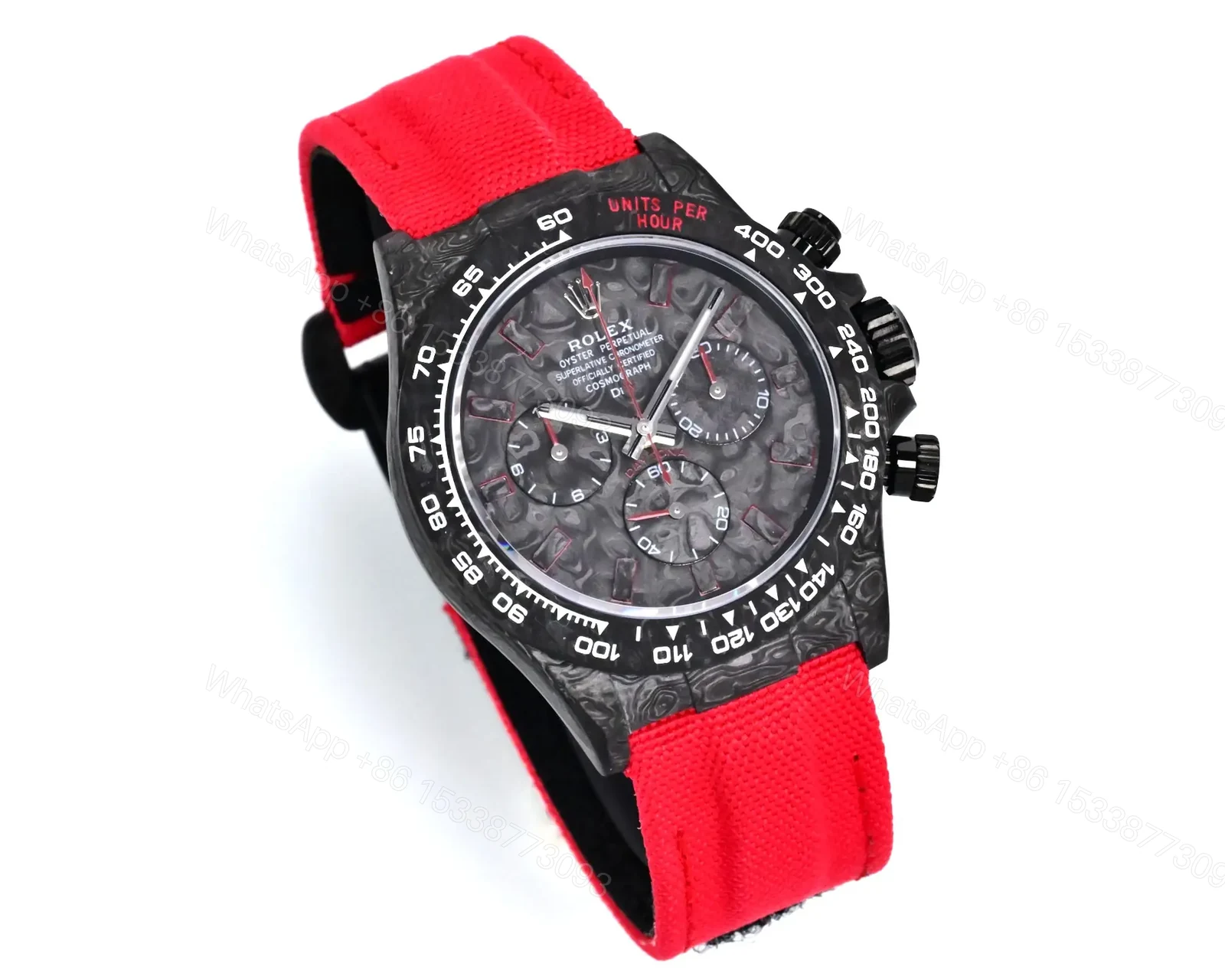 View 2 of Best Rolex Daytona Carbon Red Strap replica 40MM Edition RG-DAYTONA-CARBON-RED-STRAP-40