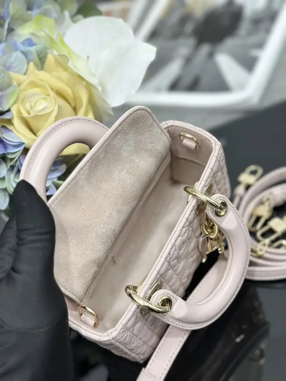 View 7 of Pastel Quilted Mini Bag with Gold Hardware, Structured Chic