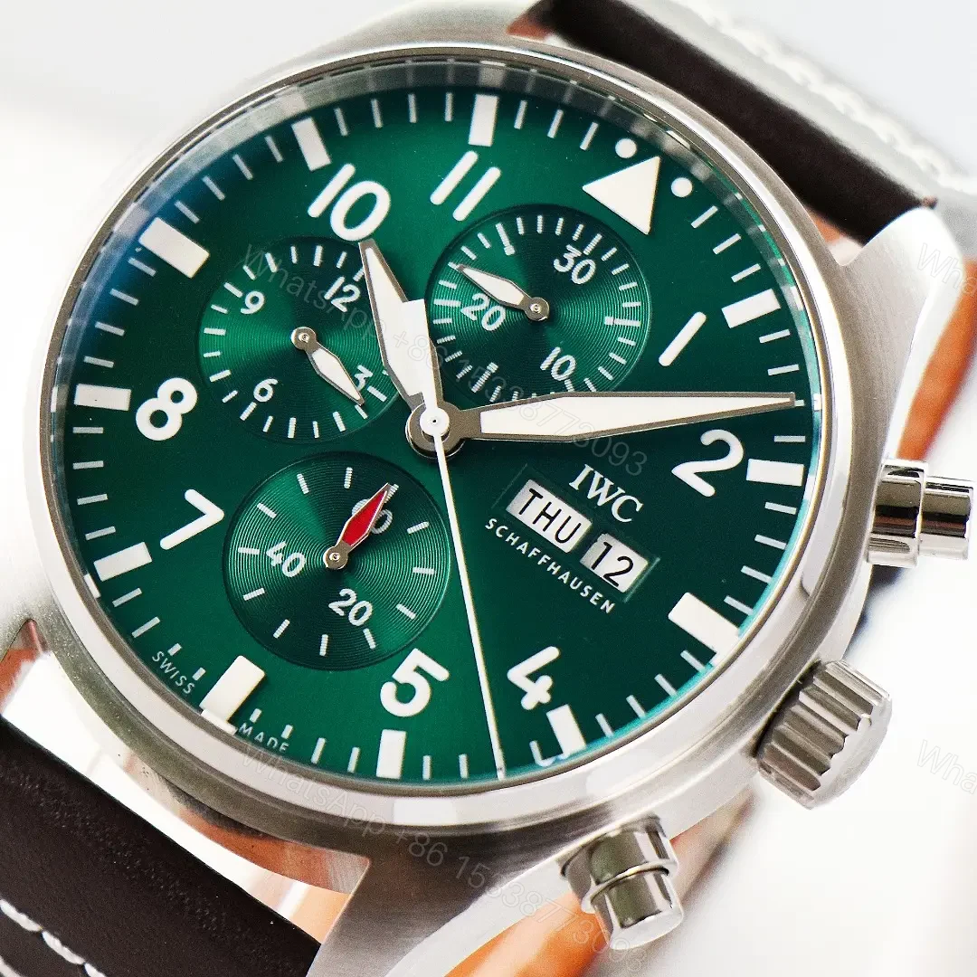 View 4 of IWC Pilot’s Watch Chronograph Stainless Steel / Green Dial IW3780-05