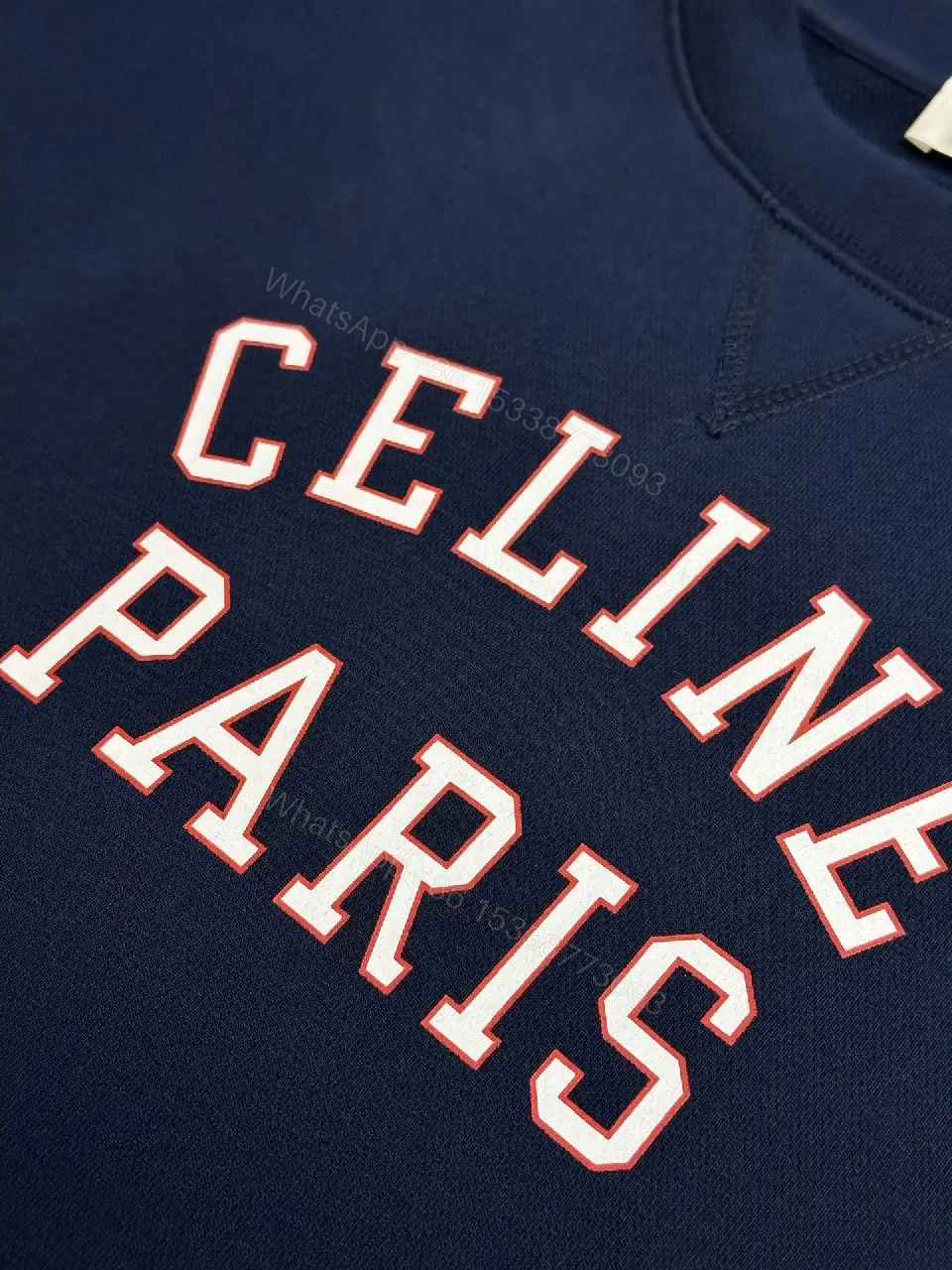View 10 of Dark Navy Cotton Blend Crewneck Sweatshirt with Emblem