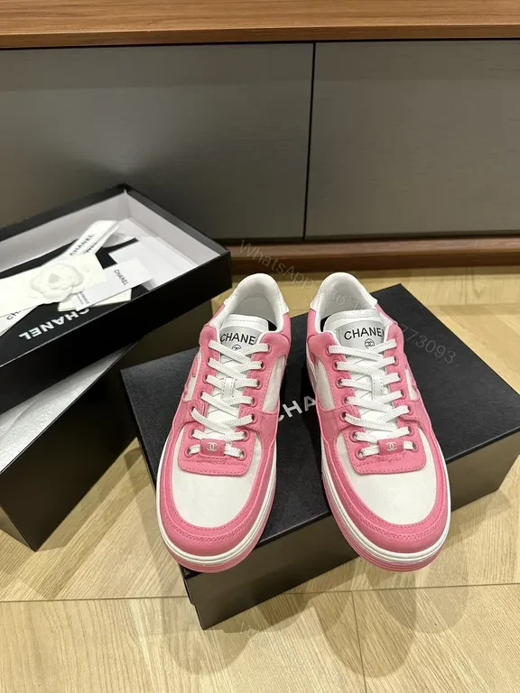 View 9 of Chic Pink & White Coach-Style Sneakers: Luxury Comfort