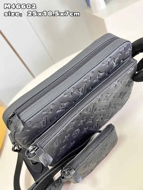 View 8 of Navy Calfskin Monogram Crossbody: Compact Luxury Carry