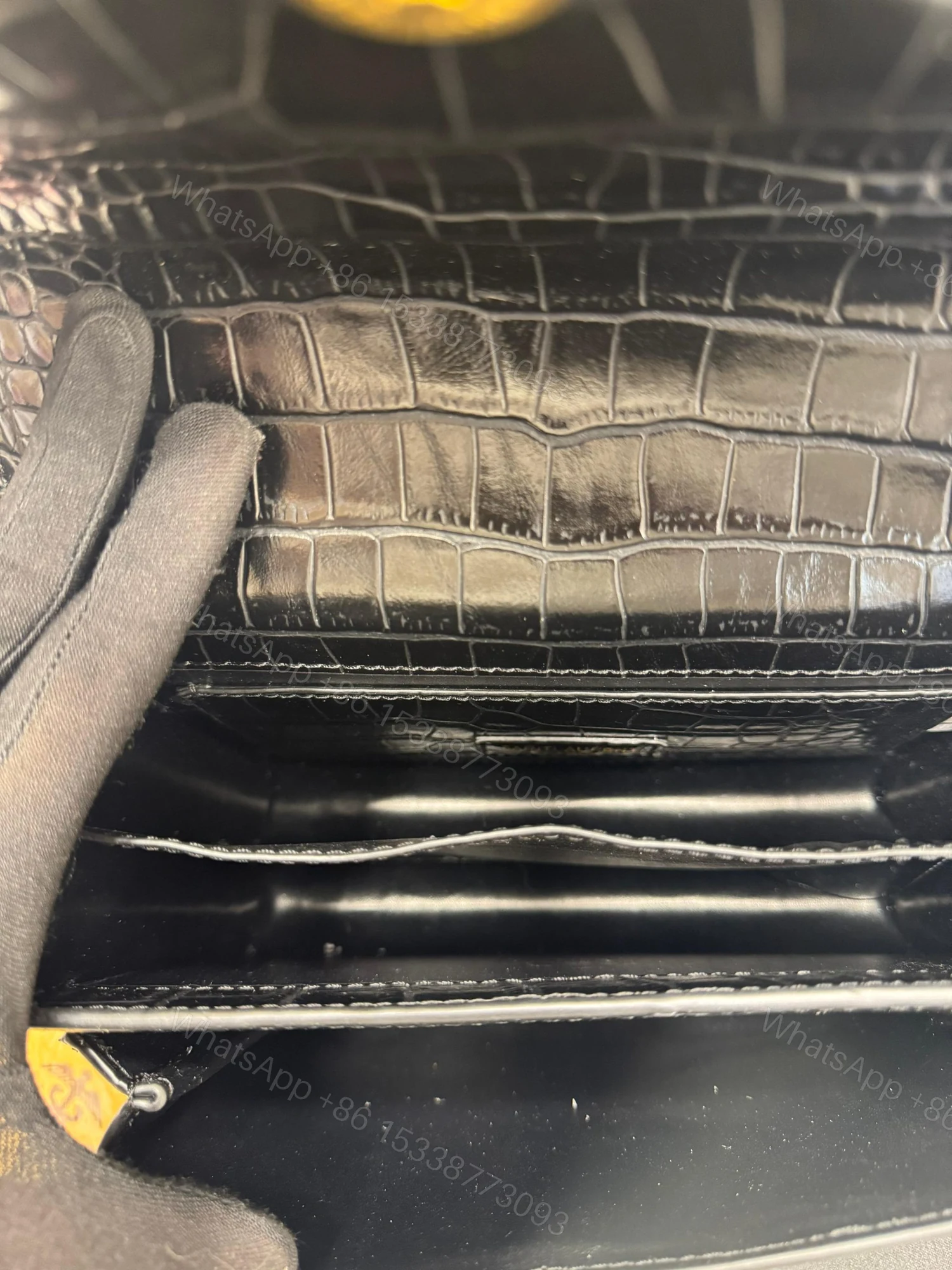 View 3 of FIRST COPY YSL SUNSET CROCO CALFSKIN SHOULDER BAG