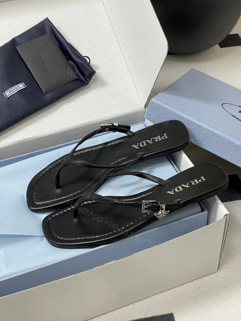 View 8 of Black Leather Minimalist Mules with Subtle Logo Accent, All-Day Comfort