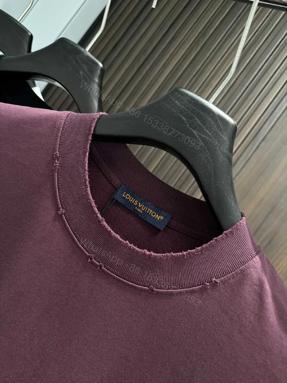 View 9 of Burgundy Cotton Oversized Tee with LVIS Embroidery