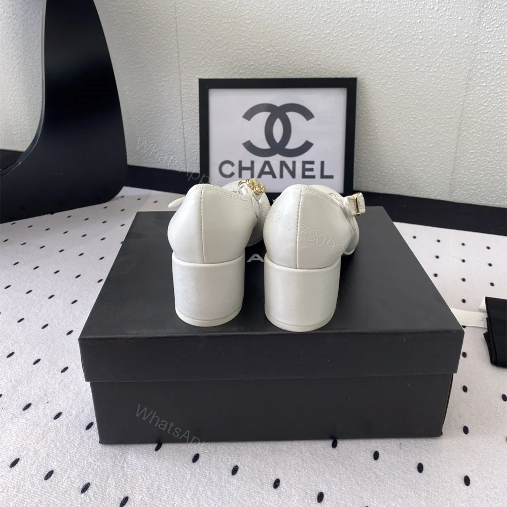 View 6 of 高仿Chanel*G45778N圓頭塔扣芭蕾舞鞋4.5CM白色免檢版