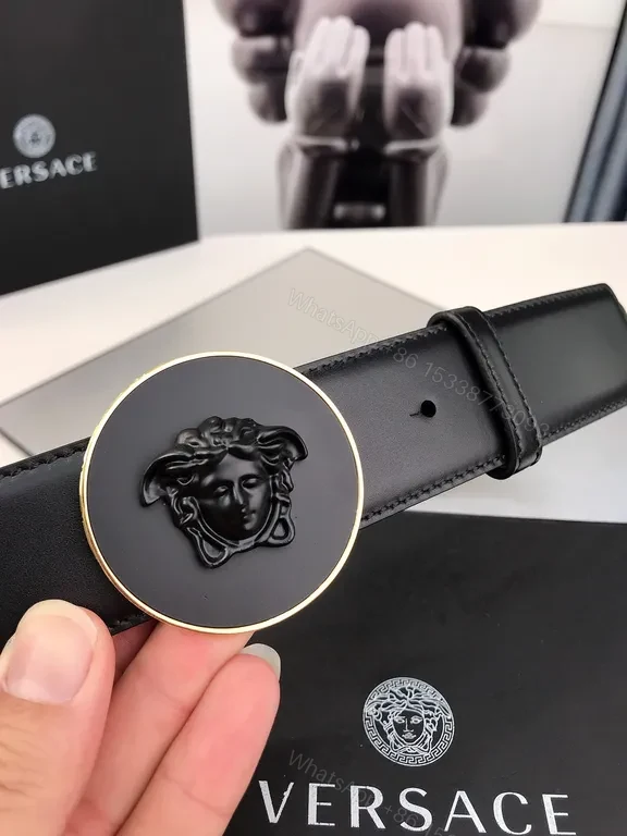 View 3 of Iconic Medusa Buckle Belt â€” Luxury Italian Leather Belt