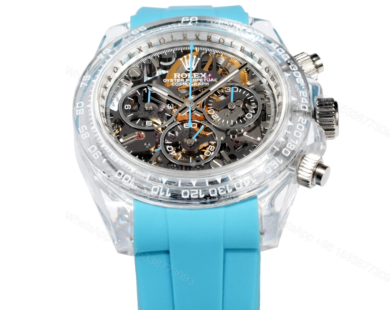 View 4 of Rolex Daytona Sapphire Argentina Edition replica 40MM Blue Rubber Strap Edition RG-DAYTONA-SAPPHIRE-ARGENTINA-BLUE-RUBBER-40