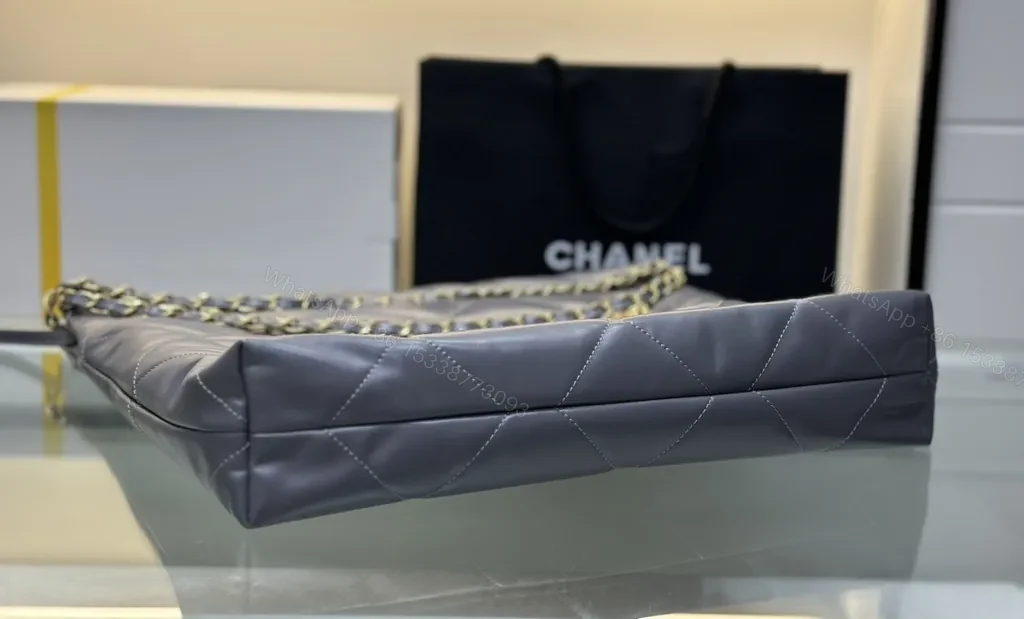 View 2 of Graphite Quilted Tote: Chanel-Inspired Luxury Everyday Bag