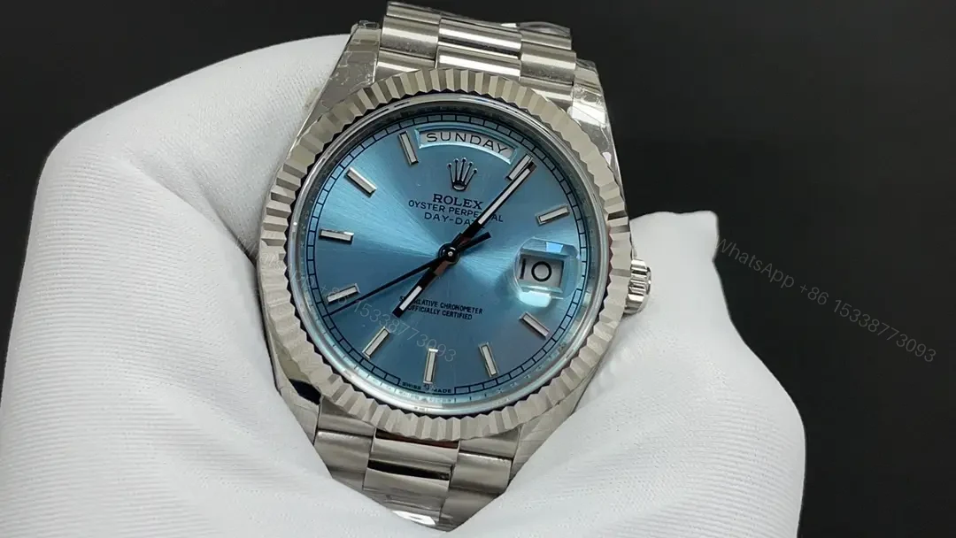 View 3 of Rolex Day-Date 40mm White Gold Blue Dial Weekly Calendar Automatic Watch RLX-DD-40-WG-BLU-3255-WEEKLY